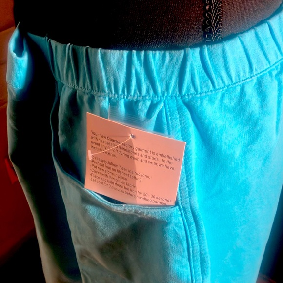 🩵🩳Dream Jeans by Quacker Factory Aqua Blue Skort 3 Pockets & Rhinstones Sz L - Picture 5 of 7